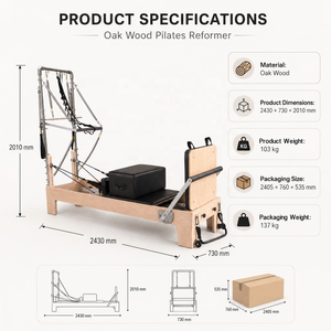 Reformer de Pilates en bois de chêne personnalisé avec tour demi-hauteur en alliage d'aluminium stable pour l'entraînement corporel - Product Image 2