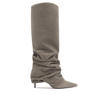 Nuovi Stili 2025: <span class=keywords><strong>Stivali</strong></span> Alti al Ginocchio da Donna in <span class=keywords><strong>Camoscio</strong></span> Grigio <span class=keywords><strong>con</strong></span> Punta <span class=keywords><strong>a</strong></span> Stiletto, Stile Western, per Autunno e Inverno, <span class=keywords><strong>con</strong></span> <span class=keywords><strong>Tacco</strong></span> Alto - Product Image 1