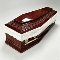 Ataúd Europeo de Madera Maciza de Alta Calidad con Tallado Intrincado e Interior de Terciopelo, Ataúd Funerario de Lujo - Personalizable