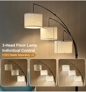 Lámpara de Pie Anrotix de Acero Inoxidable Estilo Mid-Century, Regulable, Base E26, 3 Bombillas LED, Color Beige, 3000LM, Alto Brillo, CRI 90, Táctil - Product Image 4