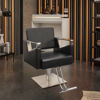 Fauteuil de Barbier Commercial en Acier Inoxydable Luxe Léger avec Fonctions de Levage et de Rotation, Design Moderne pour Services de Permanente et de Coloration