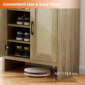 Natural <strong>Rattan</strong> <strong>Shoe</strong> <strong>Storage</strong> Cabinet, Wooden Farmhouse <strong>Shoe</strong> Organizer, Boho Free Standing <strong>Shoe</strong> Rack for Entryway Hallway <strong>Storage</strong> - Product Image 2