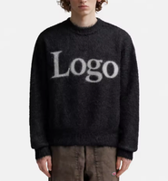 Pull en mohair léger pour homme avec impression personnalisée et décorations boutonnées, anti-rétrécissement et chaud pour l'hiver