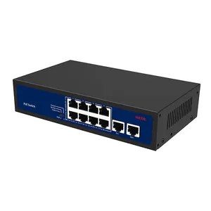 Switch PoE 8 portas 10/100Mbps plus 2x100Mbps Uplink portas megabit rede switch PoE VLAN watchdog para câmera CCTV