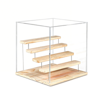 Vitrine de présentation moderne en ABS avec base en bois, anti-poussière, structure stable, assemblage facile pour figurines et jouets, personnalisable et à monter soi-même