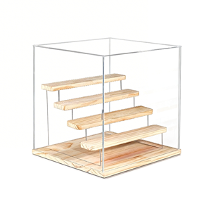 Vitrine de présentation moderne en ABS avec base en bois, anti-poussière, à assembler soi-même, pour figurines et collections de jouets - Product Image 1