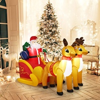 7.2 ft Uzunluğunda Noel Şişme Noel Baba, Ren Geyikleri ve Hediye Kutuları ile Kızaklı, Beyaz LED Işıklar, 190T Polyester Dayanıklı