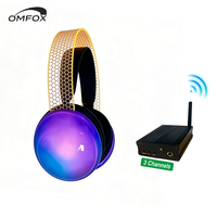 Headphone Wireless Silent Disco LED Glow Over-ear Laris Manis dengan ENC IPX3 Tahan Air Jangkauan 505M Latensi Rendah untuk Yoga Pilates