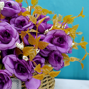 Rose persane artificielle en soie européenne à 7 branches et 14 têtes, pour décoration du Nouvel An, mariage, maison et toile de fond de fleurs simulées - Product Image 3