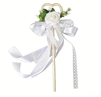 Bouquet de roses artificielles personnalisable pour mariage avec sceptre de mariée et baguette magique pour enfants - Arrangements faits main longue durée