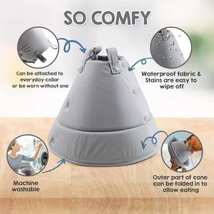 Best 30CM Polyester Print <b>Dog</b> Cone Homemade Soft Cat Recovery Collar for French Bulldog After Surgery - Product Image 2
