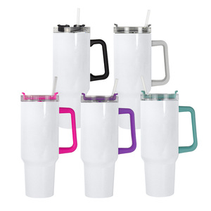 Heat sublimation double wall stainless steel 40oz car thermos insulated vacuum tumbler cup beer mug with handle