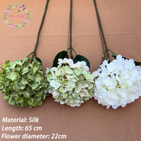 Neu Eingetroffen Großer Blütenkopf 22 cm Dunkelgrüne Hortensie Seiden-Kunstblumen Großhandel Dekorative Blumen & Pflanzen