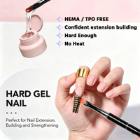Gel dur Hema TPO Free pour extension d'ongles UV, auto-nivelant, faible chaleur, rose nude pailleté, OEM, logo personnalisé, fournisseur d'usine