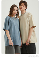 Camisetas de Cuello Redondo de Manga Corta, 100% Algodón Puro, 240g, Largo Regular, Estampado Digital Informal, Anti-Pilling, para Hombre y Mujer, Color Sólido