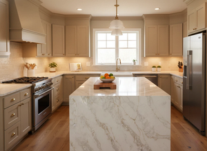 Losas Grandes de Cuarzo Dorado de Vietnam - Solución Moderna de 20 mm de Espesor para Cocinas, Baños y Encimeras de Hoteles - Product Image 5