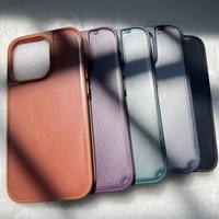 Coque de téléphone rainurée à bord coloré personnalisé pour cuir collage TPU PC trois rainures couverture mobile pour iphone16 15 14 13 12 Pro Max