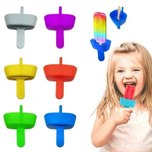 Palos de soporte personalizados de silicona de grado alimenticio para niños, soporte de palitos de paleta de silicona sin goteo para herramientas de helado