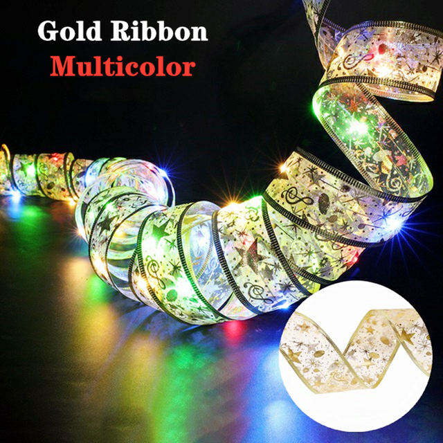 Style 2-Gold ribbon with multicolor light