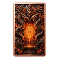 Pièces de monnaie en cuivre à haute relief 1 oz .999 Cuivre pur rectangulaire Pièce de monnaie Serpent Porte du Soleil aztèque Impression UV colorée Pièces de monnaie en cuivre