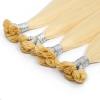 Alibaba al por menor virgen extensiones europeas 22 pulgadas Cheveux ruso Keratin Bonds Real Remy punta plana extensiones de cabello humano