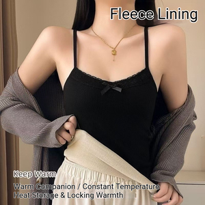 Camisola con lazo de encaje Pure Desire para mujer, chaleco térmico ajustado con forro polar cálido, ropa interior y exterior para otoño e invierno - Product Image 4