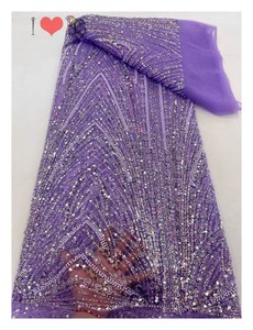 Le plus récent tissu de robe de mariée perlée colorée et de luxe perle dentelle tissu <span class=keywords><strong>maille</strong></span> exquise dentelle perlée pour mariage - Product Image 3