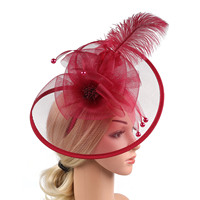 Serre-tête polyvalent en maille faite à la main avec plumes, nœud et motif floral, accessoire de cheveux pour femme, perles, idéal pour les fêtes - Bestseller transfrontalier