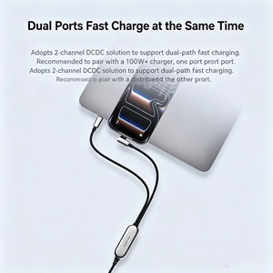Câble de données Nubia RedMagic 100W 2-en-1 Type-C, câble de charge rapide 45W Cto2c, compatible avec Apple, Xiaomi, Cooler 8Pro - Product Image 2