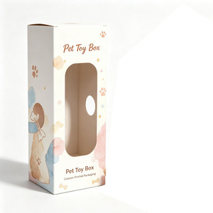Pet Toy Box Custom Printed Packaging Rectangle Self Erecting Paperboard Box with <b>Window</b> for Pet Toys Gift Craft Use - Product Image 2