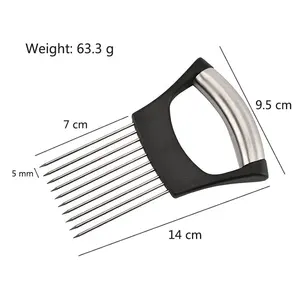 Tiện ích nhà bếp thép không gỉ nhà bếp Slicer Grip Xử Lý Hành tây cắt ngã ba chủ cho cắt