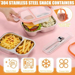 Stainless Steel <b>Lunch</b> <b>Box</b> 27oz/800ml Lockable Clip Leak-Proof Microwave Friendly Bento <b>Box</b> 2/3 Compartment Oven Safe <b>Stackable</b> - Product Image 3