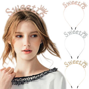 Nouvel arrivage Diadème de fête pour 16e anniversaire Couronne Accessoires pour cheveux Bandeau avec lettres et chiffres Bandeau de cheveux en strass Sweet <span class=keywords><strong>16</strong></span> - Product Image 2