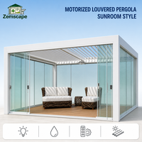 Pergola bioclimatique moderne en aluminium à lames orientables, fixée au mur, avec télécommande, imperméable, pour jardin et terrasse