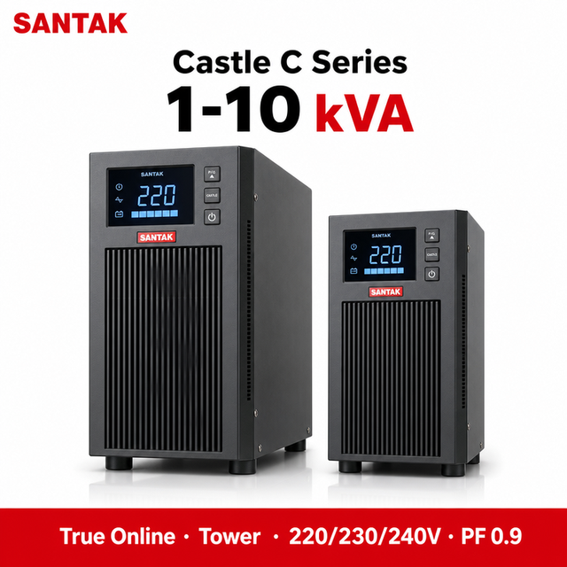 Santak Castle Tower C 1KVA 1KW 2KVA 3KVA 6KVA 10KVA 220V Lead-acid Battery BACKUP POWER UPS