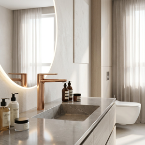 Single Lever Basin Faucet 670 Series, <b>Brushed</b> Silver/Gun Grey/Rose Gold, 360 Swivel <b>Deck</b> Mount, Discount Bulk, OEM - Product Image 1