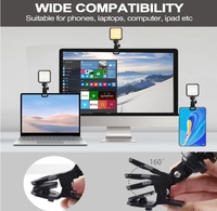 Lampe vidéo LED USB de studio avec pince Température de couleur réglable 2500-5500K Mini conception en plastique pour la photographie et le vlogging