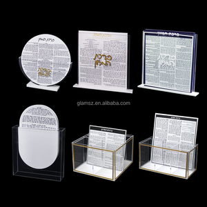 Ensemble de Zemiros Bencher de luxe en acrylique pour Shabbat et Yom Tov avec couvertures en cuir et base dorée, décoration de table juive pour Shabbat, Judaica - Product Image 4