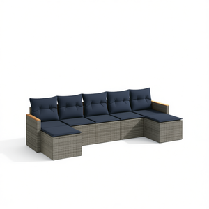 Poly Rattan Garden <b>Sofa</b> <b>Set</b> With Cushions Gray Outdoor Furniture Contemporary Design - Product Image 1