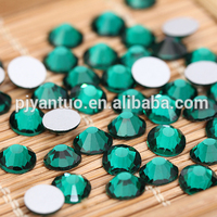 Vente Flash Strass en Cristal Vert Foncé Émeraude à Dos Plat Non Thermocollants pour Décoration d'Ongles et de Coques de Téléphone