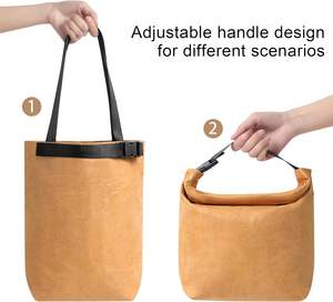 Venta al por mayor logotipo personalizado impermeable térmico lavable Kraft Dupont aislado Tyvek bolsa de papel para el almuerzo - Product Image 3