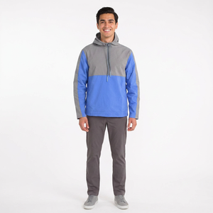 Peso ligero 100% Nylon Quarter Zipper Color Block Athletic Sports Windbreaker Jacket para hombres - Product Image 1