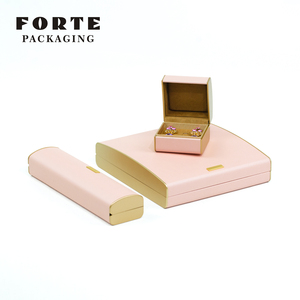 Handmade Luxury Leather Jewelry <b>Box</b> Set with Pink Lid and Base Ring Customizable <b>Gift</b> Packaging for Necklace Ring <b>Earring</b> - Product Image 2