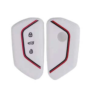 Casing kunci mobil silikon Fob untuk VW Golf 8 Mk8 GTI GTD R ID3 ID4 2020 dekorasi penutup tempat Aksesori Mobil Trim