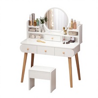 Coiffeuse moderne de luxe en pin pour chambre et salle de bain avec miroir LED éclairé, design écologique et tiroir lumineux