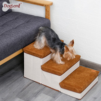 Rampe pliable de luxe en fibre pour chien et chiot, échelle à 3 marches pliable pour animaux de compagnie avec motif imprimé, boîte de rangement, accessoires pour animaux de compagnie