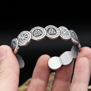 yunnique <b>Viking</b> Rune Open <b>Bracelet</b> Tibetan Silver Men's C Shape Geometric Design Gift Jewelry - Product Image 1