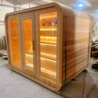 Sauna extérieur moderne intelligent en bois de hemlock pour 6 à 8 personnes avec panneau de commande et vapeur en thermowood
