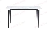 Ensemble de table et chaises de salle à manger rectangulaire moderne de luxe en marbre, 4/6 places, pour hôtel, cuisine, maison, plateau en pierre frittée, pieds en métal