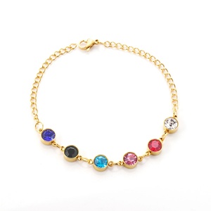 Trendy 18k Gold <b>Bangle</b> With Zircon Gemstone Jewelry <b>Stainless</b> <b>Steel</b> Women <b>Bangles</b> Bracelets - Product Image 4